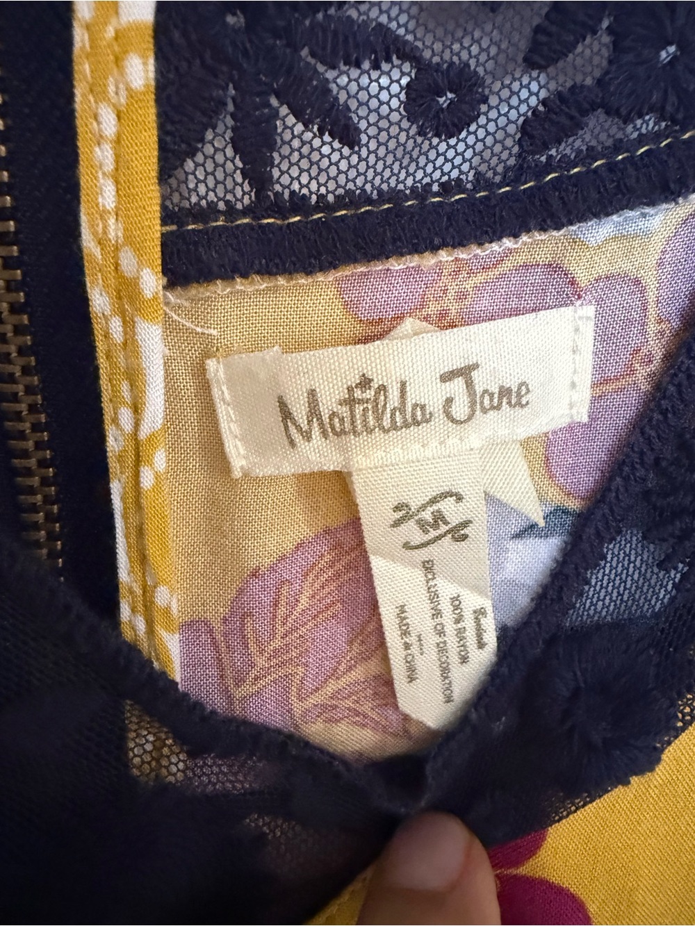 Matilda Jane mustard yellow "Golden Key" mixed-print swing dress. - Picture 4 of 10
